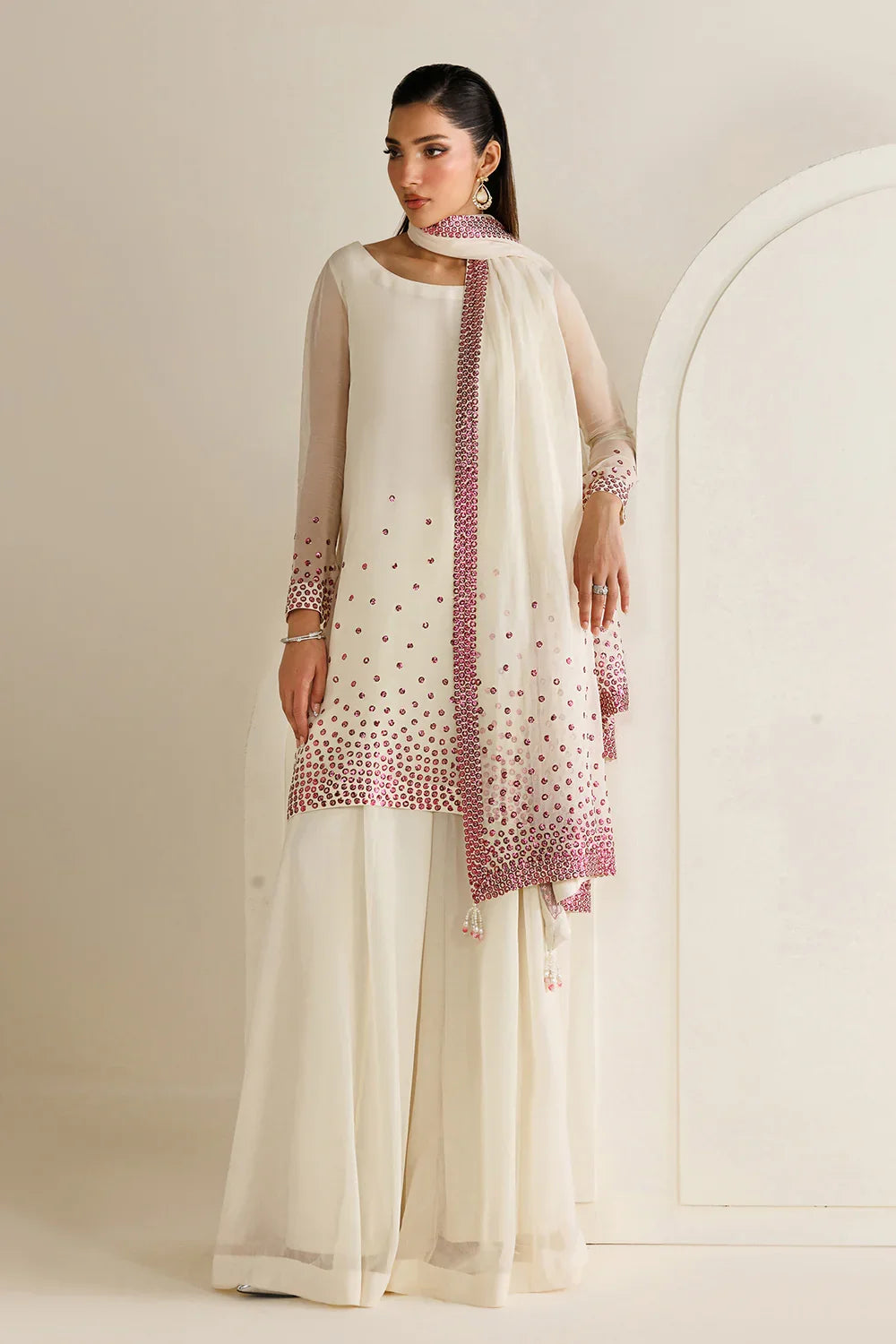 Jazmin Chiffon Hand Embellished & Embroidered 4 Piece Dress -- A019