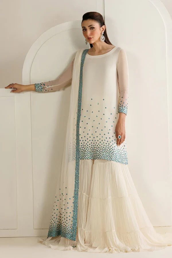 Jazmin Chiffon Hand Embellished & Embroidered 4 Piece Dress -- A018