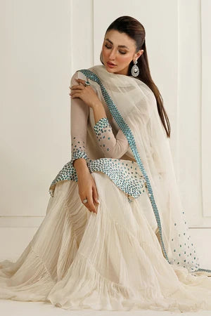 Jazmin Chiffon Hand Embellished & Embroidered 4 Piece Dress -- A018