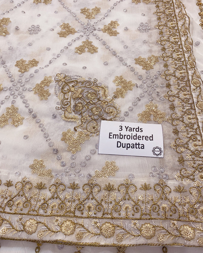 Haris Shakeel IVORY Bareeze Net 3 Piece - A058