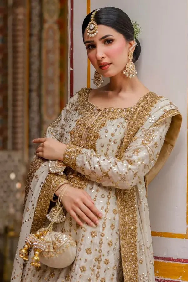 Haris Shakeel IVORY Bareeze Net 3 Piece - A058
