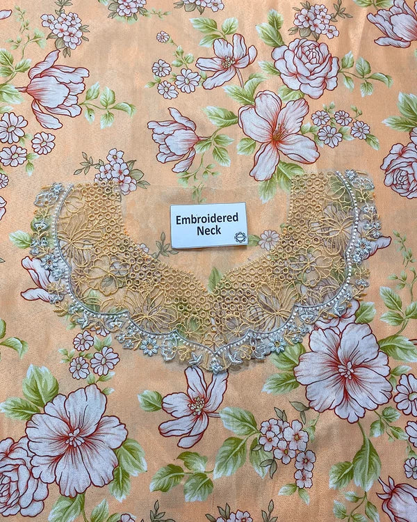Baroque Digital Printed & Embroidered Chikankari Pashmina 3 Piece Dress -- A011