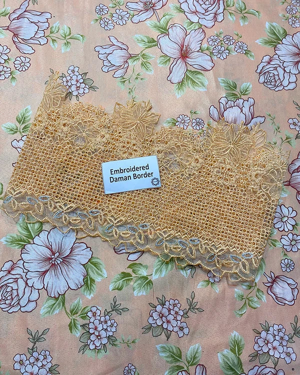 Baroque Digital Printed & Embroidered Chikankari Pashmina 3 Piece Dress -- A011