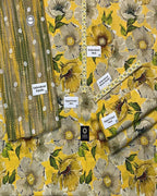 Baroque LEMON Embroidered & Printed Lawn 3 Piece Dress - A012