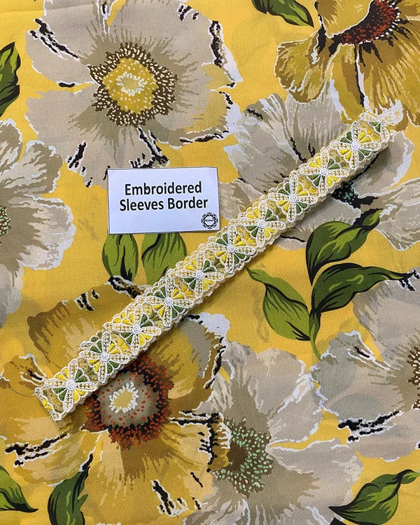 Baroque LEMON Embroidered & Printed Lawn 3 Piece Dress - A012