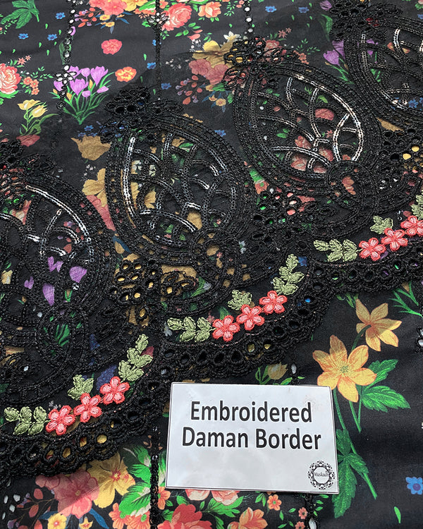 Maria B M Print Embroidered 3 Piece Dress A004