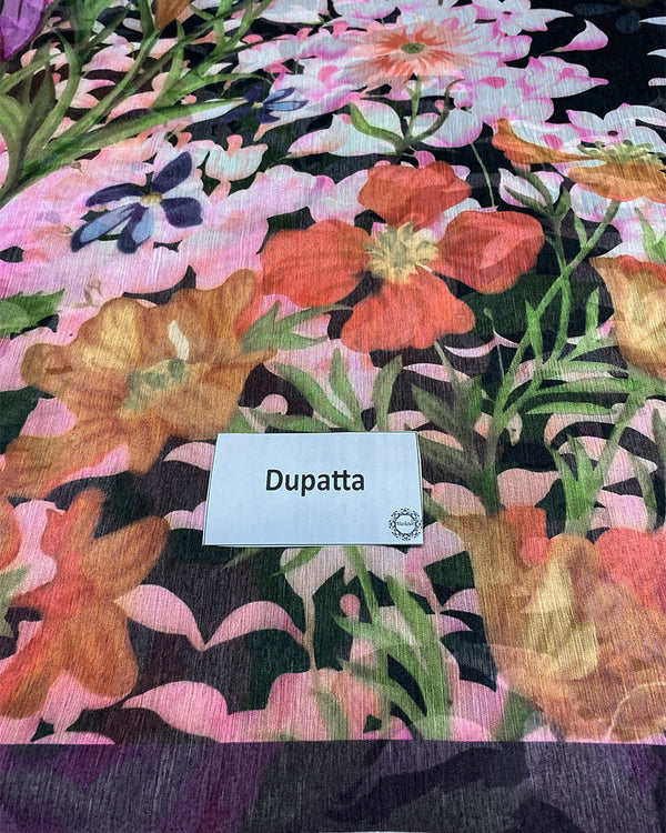 Maria B M Print Embroidered 3 Piece Dress A004