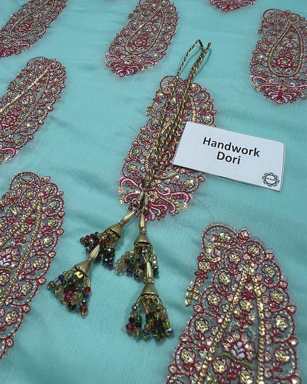 Hussain Rehar Chiffon Embrodiered Gharara -- A017
