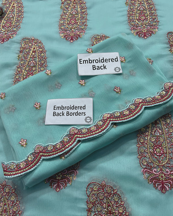 Hussain Rehar Chiffon Embrodiered Gharara -- A017