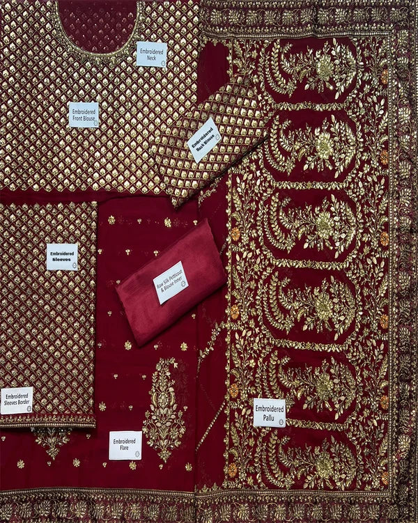 MARIA B CHIFFON EMBRDOEIRED SAREE - A031