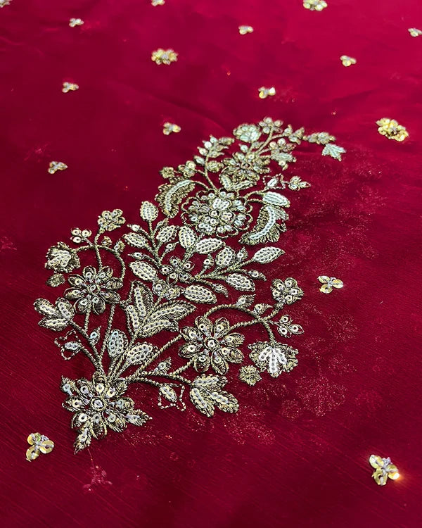 MARIA B CHIFFON EMBRDOEIRED SAREE - A031