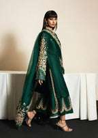 Hussain Rehar RawSilk Embrodiered 3 Piece Dress - A016