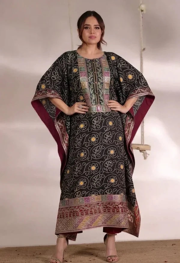 Aneelas Black Premium Lawn 3-Piece Formal Dress -- A022