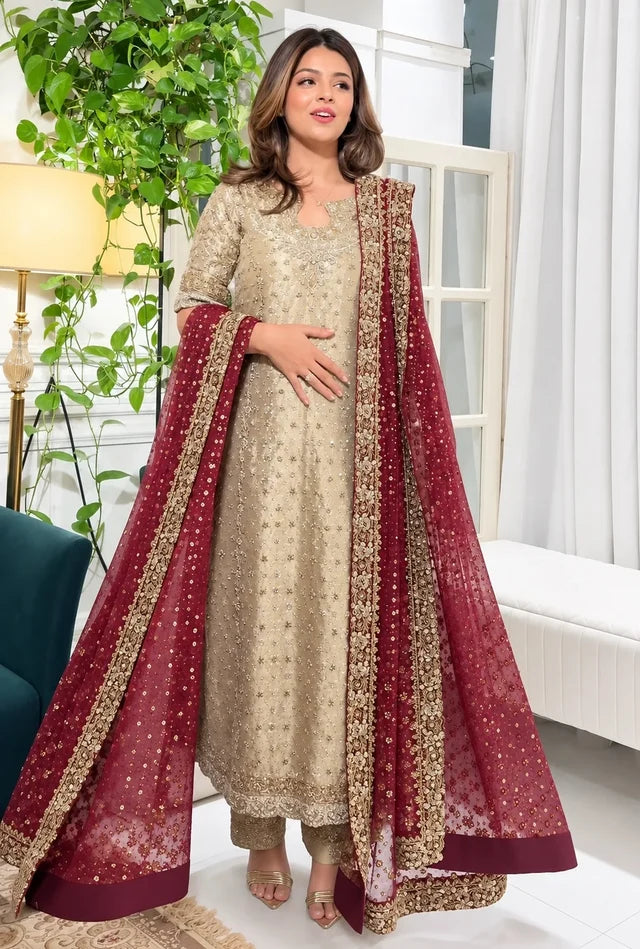 Harish Shakeel Mesuri Hand Embellished 3 Piece - A048