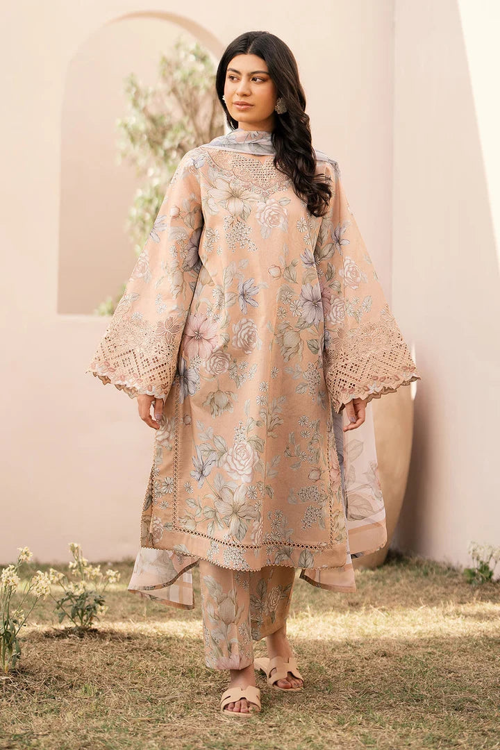 Baroque Digital Printed & Embroidered Chikankari Pashmina 3 Piece Dress -- A011
