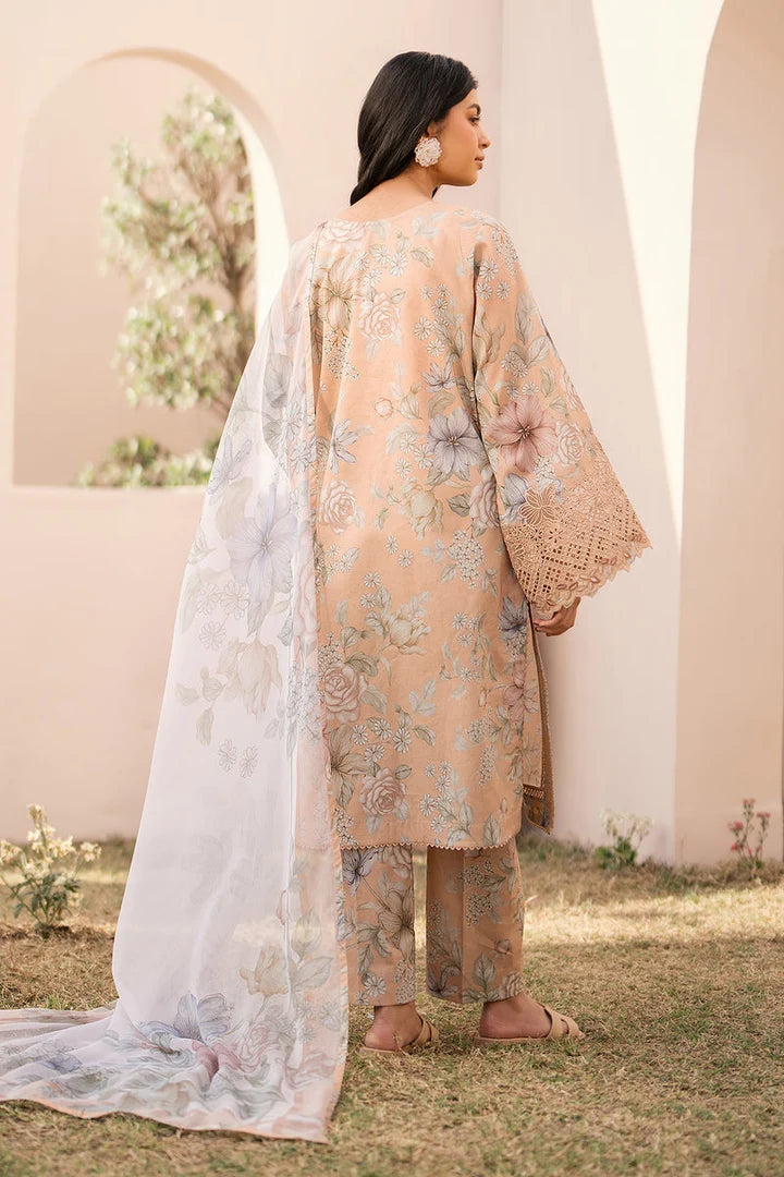 Baroque Digital Printed & Embroidered Chikankari Pashmina 3 Piece Dress -- A011