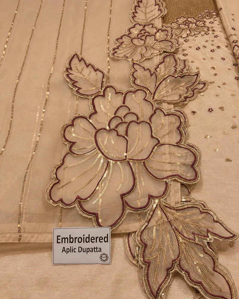 Vanya Luxury Pret Formal Wedding Raw Silk Collection - BEIGE GOLD - A034