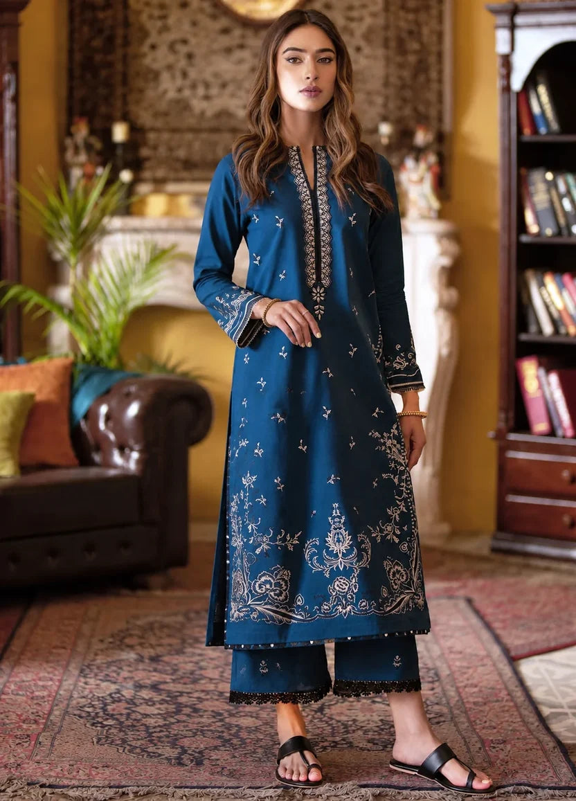 Designer Dhanak Winter Embroidered 2 Piece Dress -A047