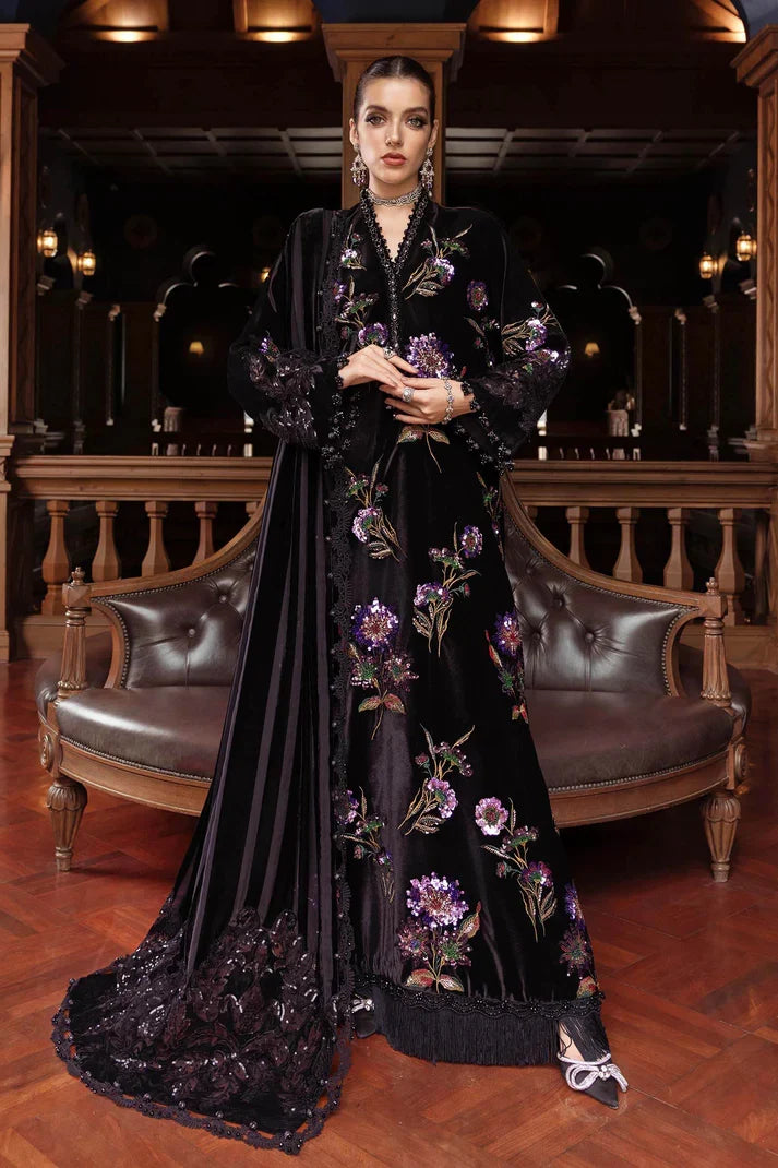 Maria B Sheesha Silk Hand Embellished & Embroidered 3 Piece Dress - A006