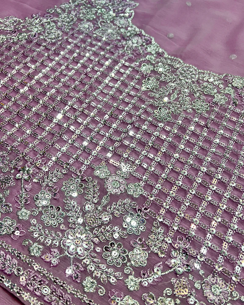 Maria.B Saree Luxury Formal Wedding Chiffon Collection – SELENE - LAVENDER -A038 Jahnify