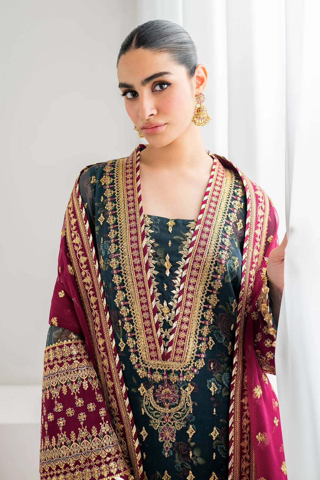 Baroque Embroidered Unstitched Chiffon 3 Piece Suit -A062