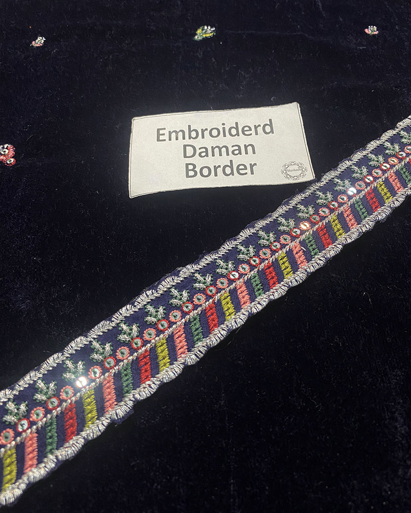 Jazmin Embroidered Velvet Formal Collection - NAVY BLUE -A037
