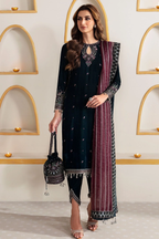 Jazmin Embroidered Velvet Formal Collection - NAVY BLUE -A037