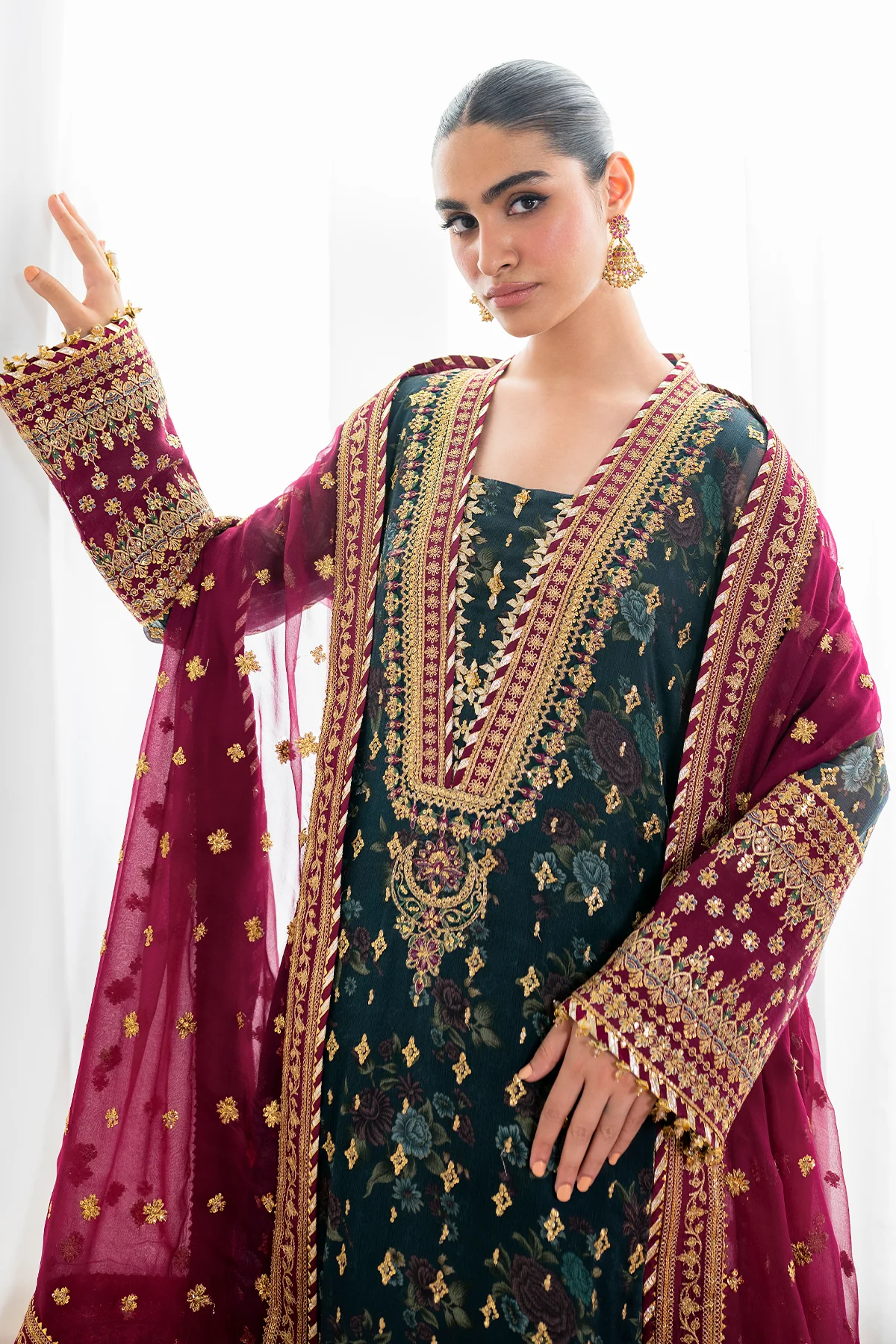 Baroque Embroidered Unstitched Chiffon 3 Piece Suit -A062