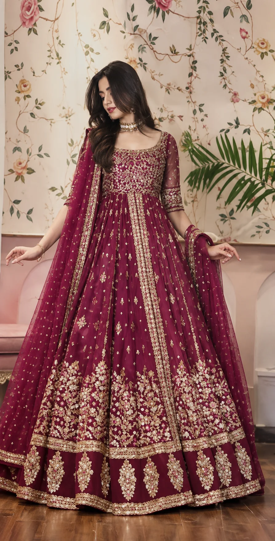 Haris Shakeel Chiffon Hand Embellished & Embrodiered Maxi - A027