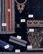 Jazmin Embroidered Velvet Formal Collection - NAVY BLUE -A037