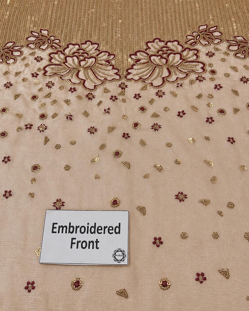 Vanya Luxury Pret Formal Wedding Raw Silk Collection - BEIGE GOLD - A034