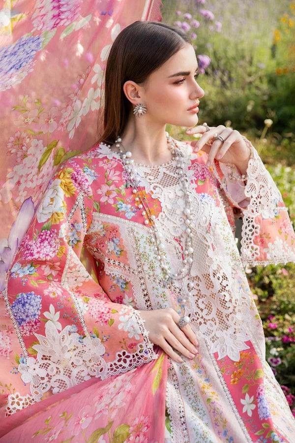 Maria B Pure Lawn Digital Print & Embroidered 3 Piece Dress -- A005
