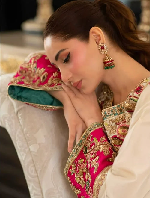 Aleena Khan Raw silk Hand Embellished 3 Piece Dress - A042
