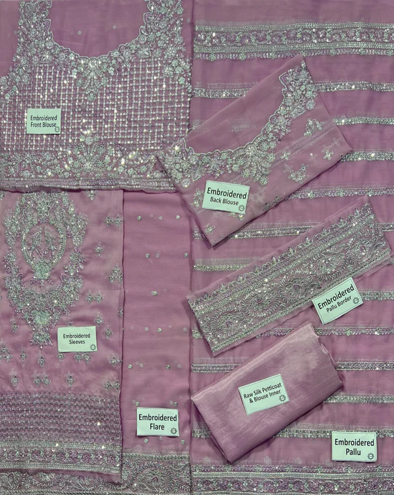 Maria.B Saree Luxury Formal Wedding Chiffon Collection – SELENE - LAVENDER -A038 Jahnify