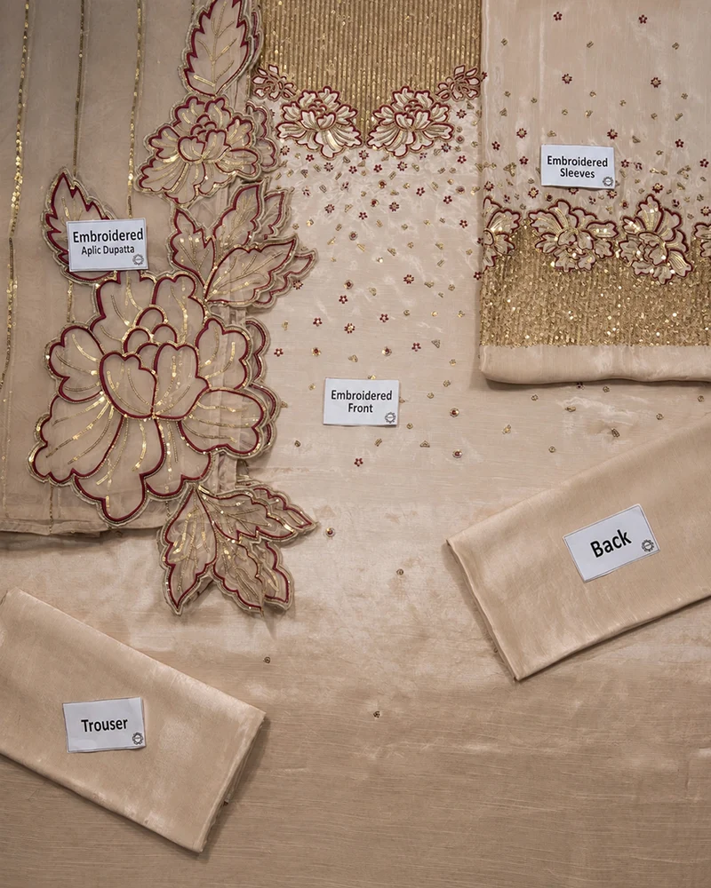 Vanya Luxury Pret Formal Wedding Raw Silk Collection - BEIGE GOLD - A034