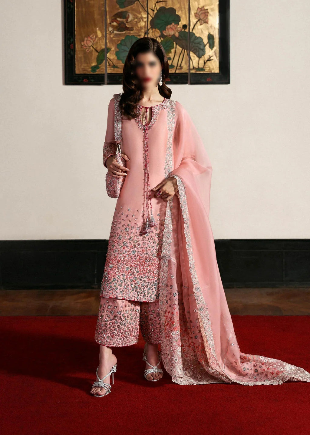 Hussain Rehar EVARA Raw Silk Embroidered 3 Piece Dress - A013