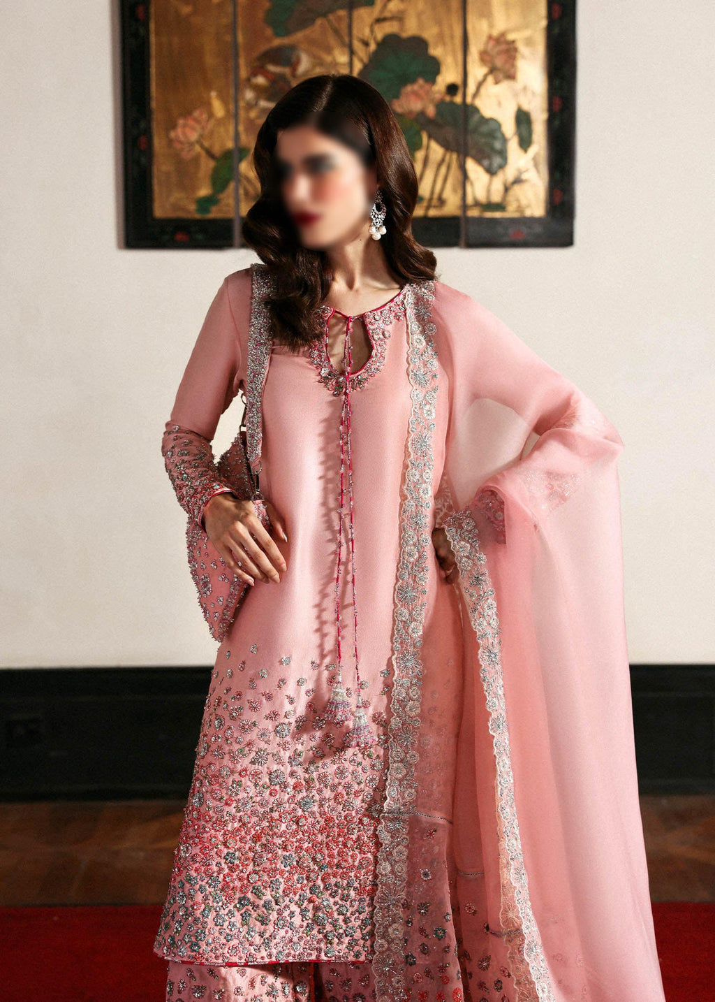 Hussain Rehar EVARA Raw Silk Embroidered 3 Piece Dress - A013
