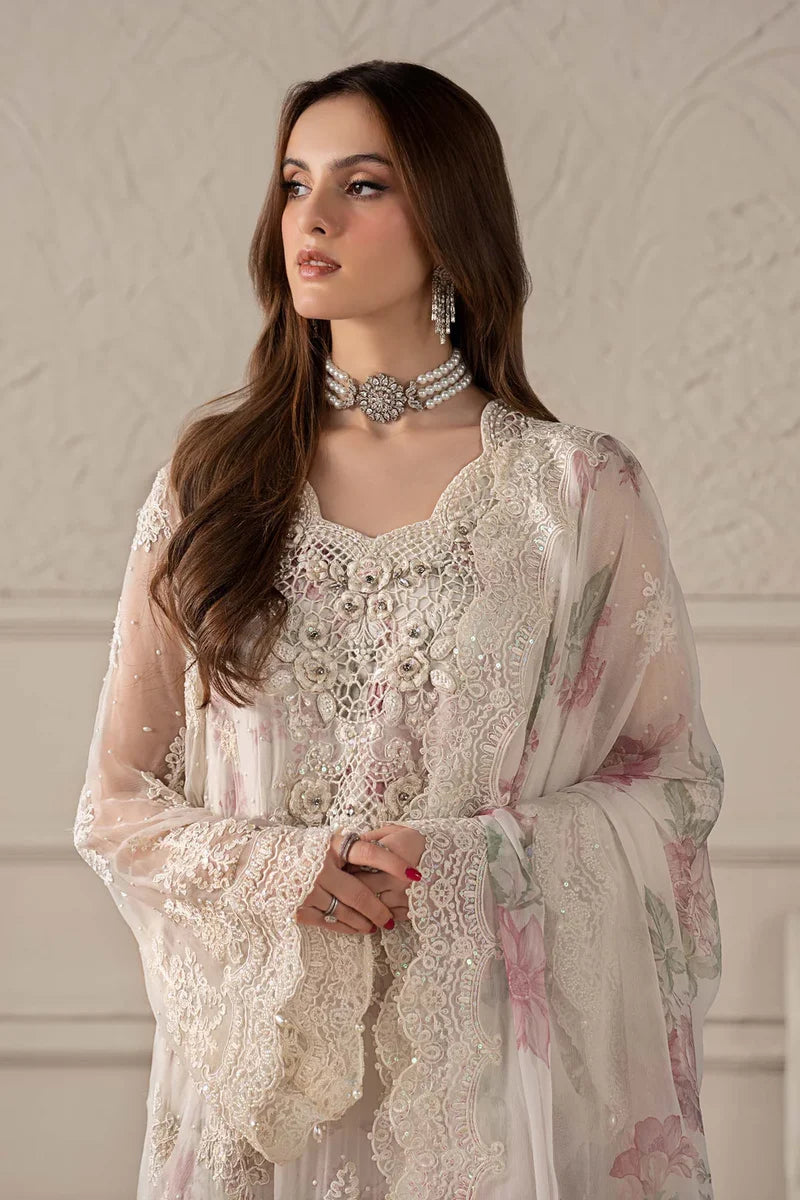 Maria b Chiffon  Embroidered with Printed Silk Inner Dress - A066