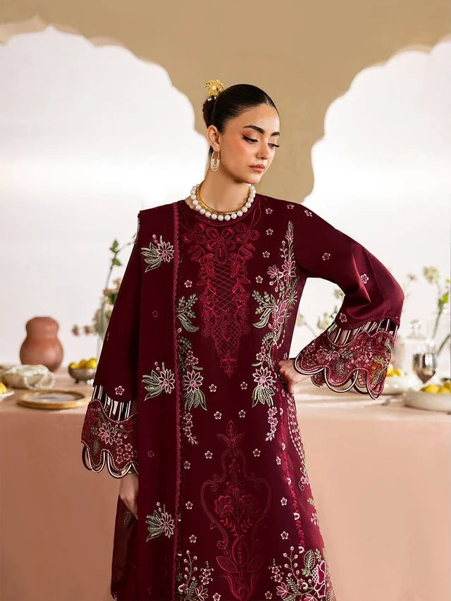 Mahnur Dhanak Luxury Embroidered 3 Piece Dress - A067