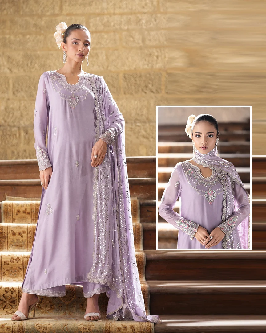 Zuri By Zainab Luxury Pret Formal Wedding Raw Silk Collection - NOOREZA - Lilic - A036