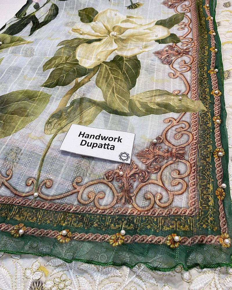 Nomi Ansari Digital Printed Luxury Swiss lawn Collection - Powder Blue -A029