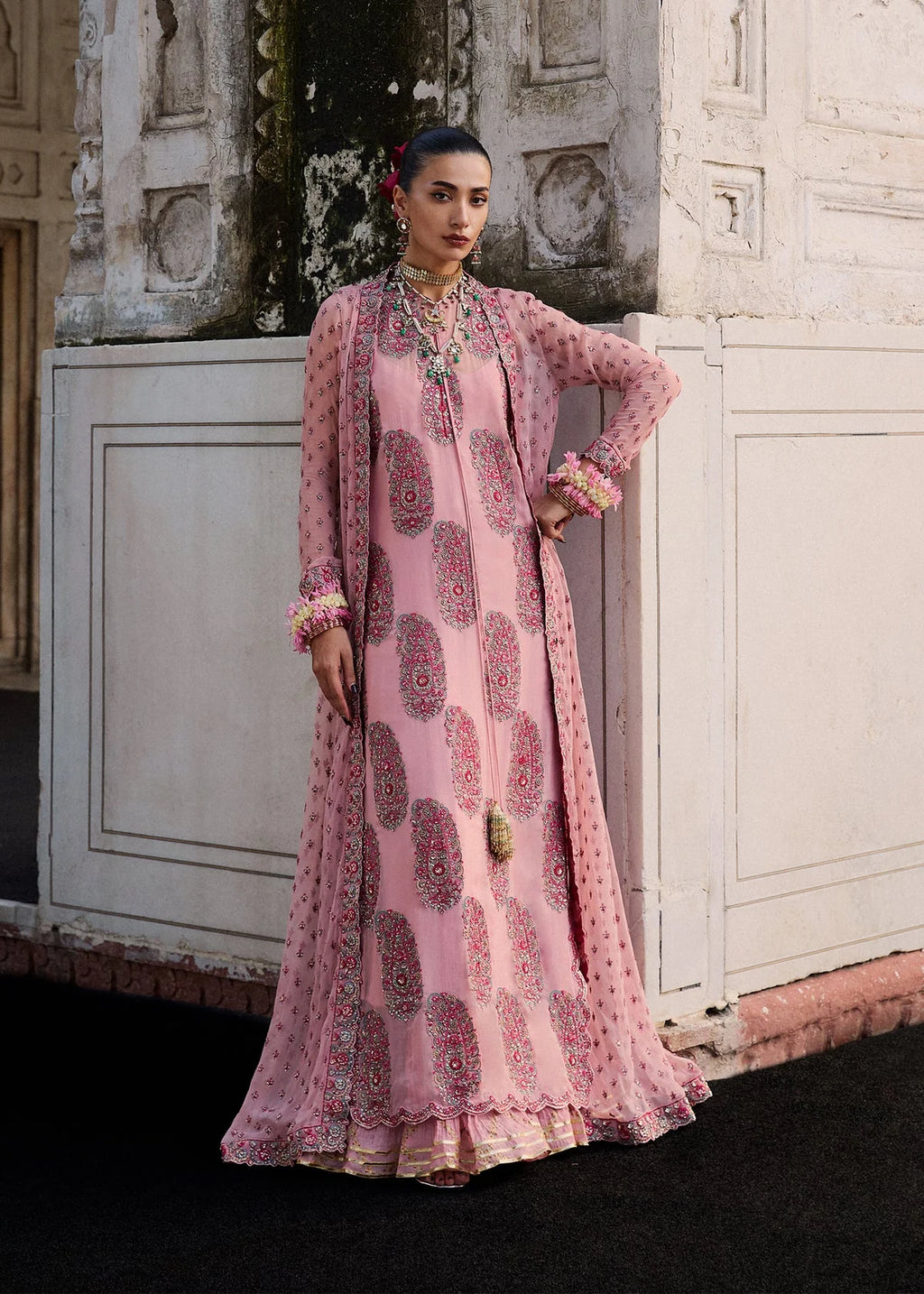 Hussain Rehar Chiffon Embrodiered Gharara - A015