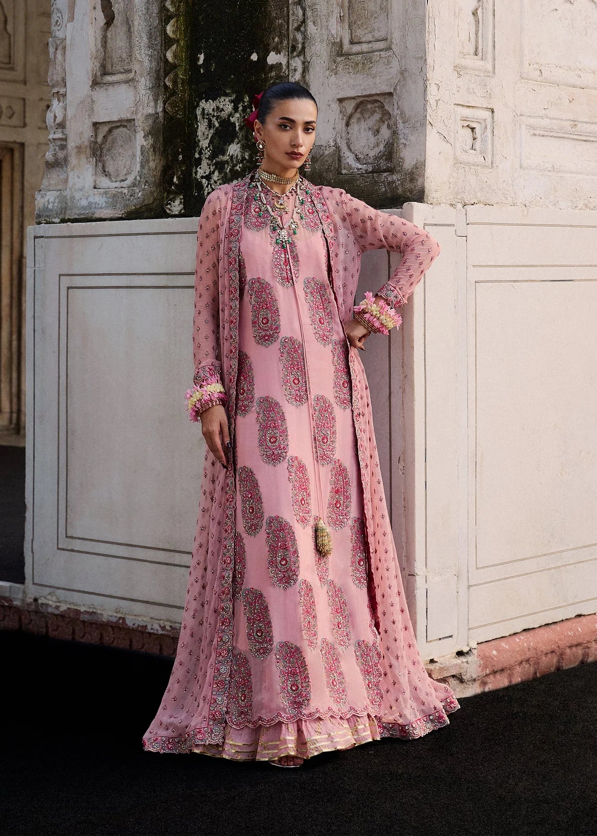 Hussain Rehar Chiffon Embrodiered Gharara - A015