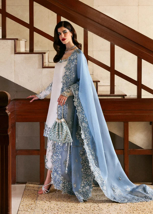 Hussain Rehar Raw Silk Embroidered 3 Piece Dress -- A014