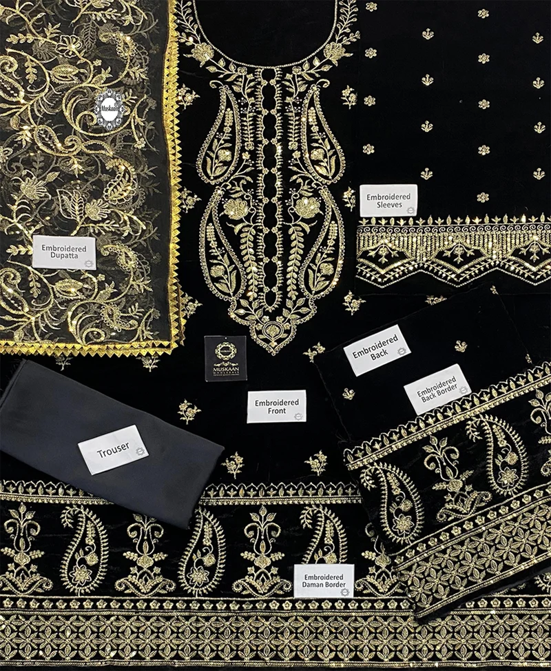 Rang Rasiya Embroidered Velvet Wedding Collection - Jaha Aara - BLACK - A029