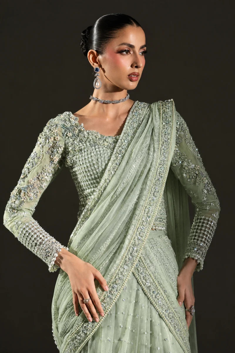 Maria B Chiffon Saree Embroidered Dress  - A041